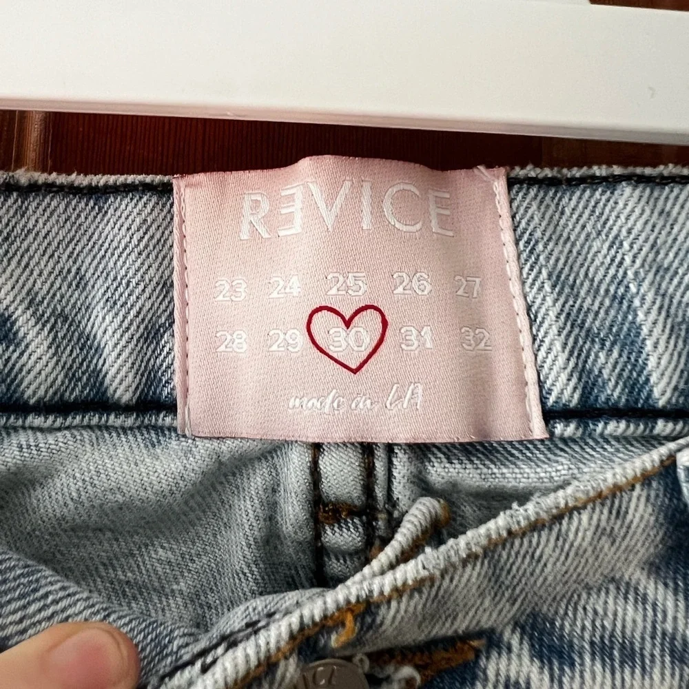 Revice “Made in LA” Distressed High-Rise Jeans — Size 30 — Light Wash